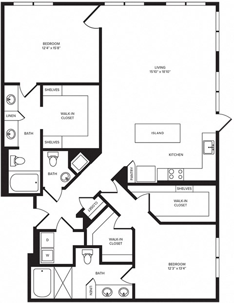 B9(1) floor plan at Windsor Turtle Creek, Texas, 75219